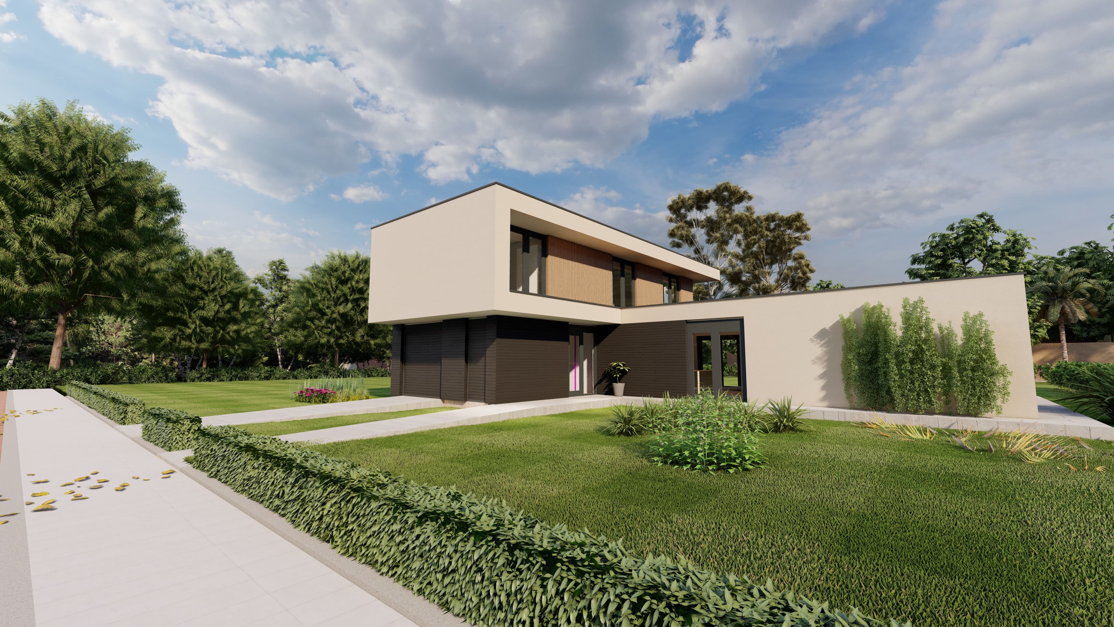Ontwerpimpressie van een moderne villa